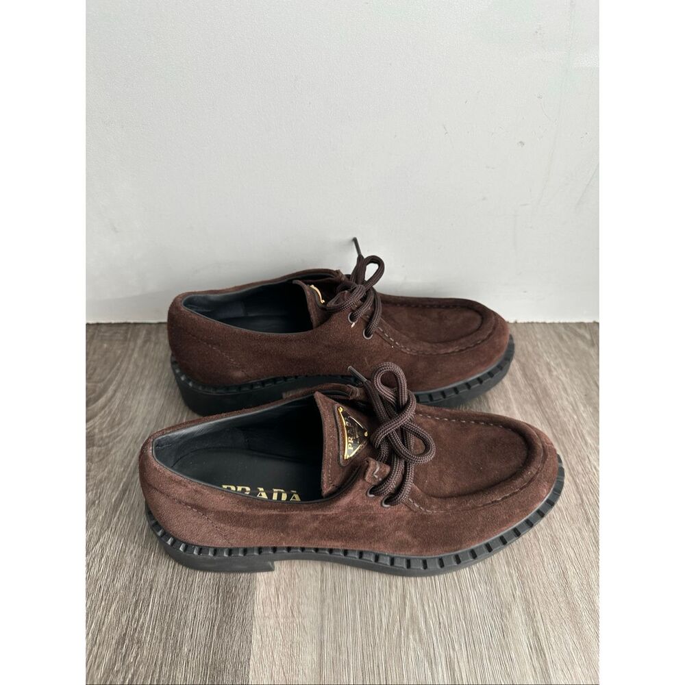 PRADA Chocolate suede loafers EU 39 / US 9 $1250 - Picture 12 of 16